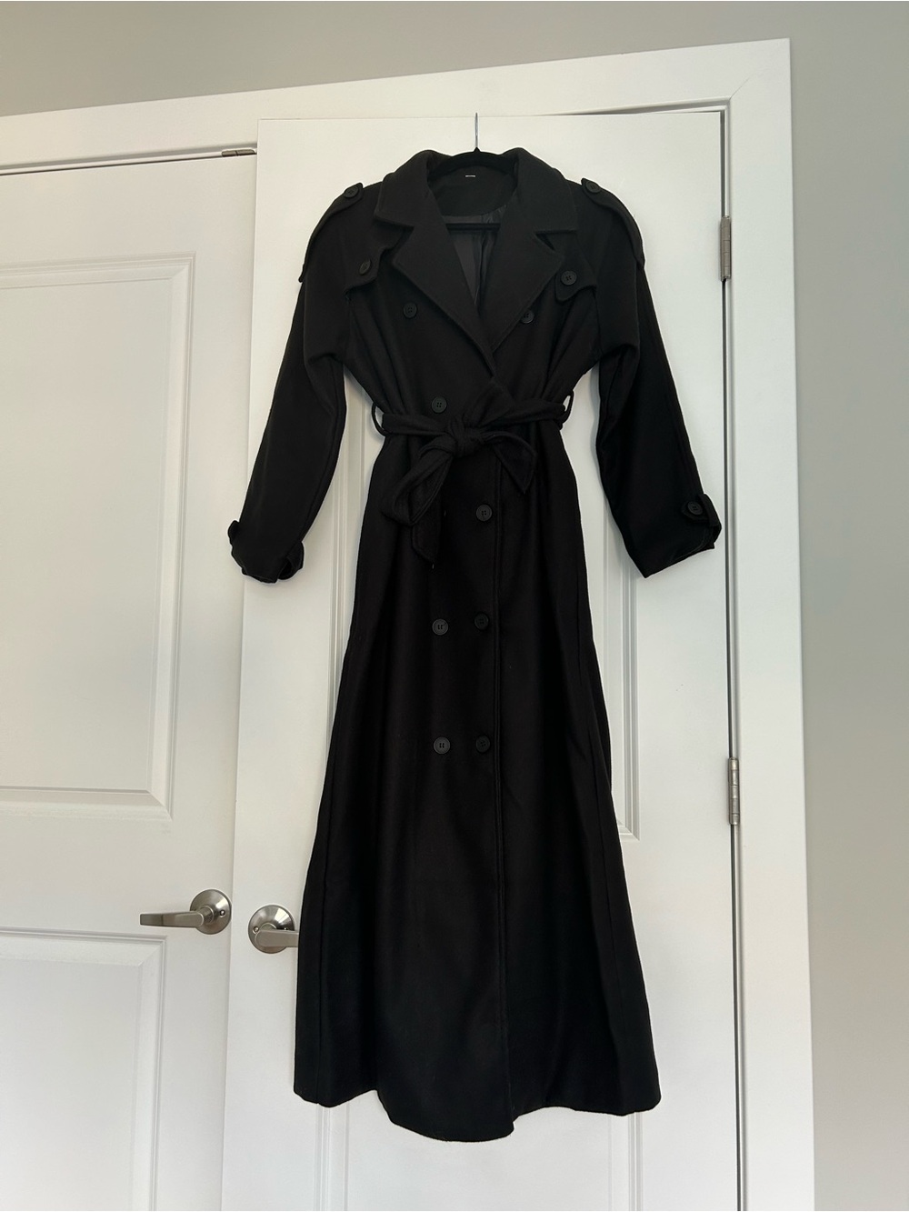 Oversized black belted trenchcoat